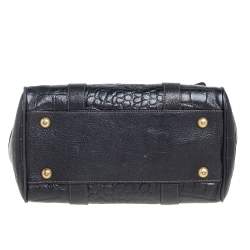 Pre Owned Mulberry Black Croc Embossed Leather Bayswater Satchel