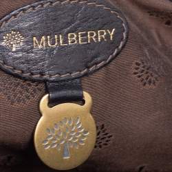 Pre Owned Mulberry Black Croc Embossed Leather Bayswater Satchel