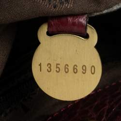 Pre Owned Mulberry Burgundy Grained Leather Polly Push Lock Tote