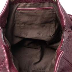 Pre Owned Mulberry Burgundy Grained Leather Polly Push Lock Tote