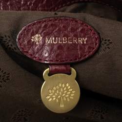 Pre Owned Mulberry Burgundy Grained Leather Polly Push Lock Tote