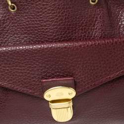 Pre Owned Mulberry Burgundy Grained Leather Polly Push Lock Tote