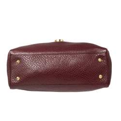 Pre Owned Mulberry Burgundy Grained Leather Polly Push Lock Tote