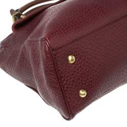 Pre Owned Mulberry Burgundy Grained Leather Polly Push Lock Tote