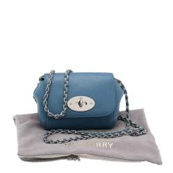 Pre Owned Mulberry Blue Leather Mini Lily Crossbody Bag