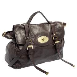 Mulberry Dark Brown Leather Oversized Alexa Top Handle Bag