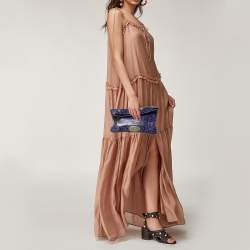 Pre Owned Mulberry Purple Animal Print Leather Mitzy Clutch 