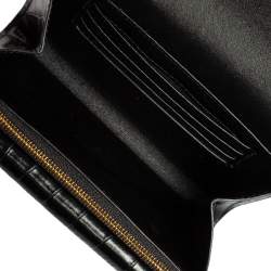 Mulberry Black Croc Embossed Glazed Leather Harlow Compact Wallet