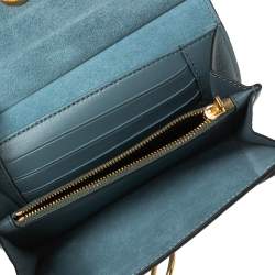 Pre Owned Mulberry Stone Blue Leather Medium Amberley Wallet