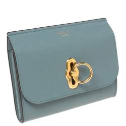 Pre Owned Mulberry Stone Blue Leather Medium Amberley Wallet