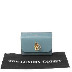 Pre Owned Mulberry Stone Blue Leather Medium Amberley Wallet