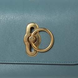 Pre Owned Mulberry Stone Blue Leather Medium Amberley Wallet