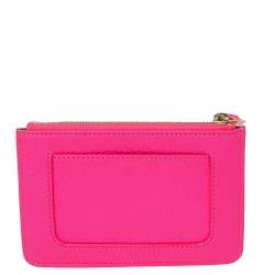 Pre Owned Mulberry Neon Pink Leather Zip Compact Wallet