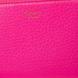 Pre Owned Mulberry Neon Pink Leather Zip Compact Wallet