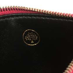Pre Owned Mulberry Neon Pink Leather Zip Compact Wallet