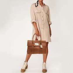 Pre Owned Mulberry Brown Scalloped Leather Bayswater Satchel