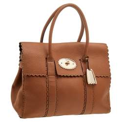 Pre Owned Mulberry Brown Scalloped Leather Bayswater Satchel