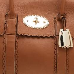 Pre Owned Mulberry Brown Scalloped Leather Bayswater Satchel