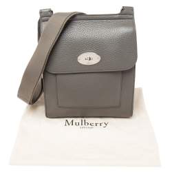 Mulberry Grey Grained Leather Antony Messenger Bag