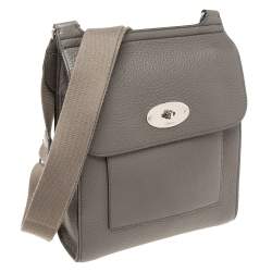 Mulberry Grey Grained Leather Antony Messenger Bag