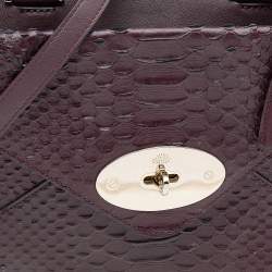 Mulberry Burgundy Python Embossed And Leather Small Willow Tote