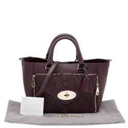 Mulberry Burgundy Python Embossed And Leather Small Willow Tote