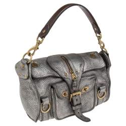 Mulberry Metallic Grey Leather Shoulder Bag
