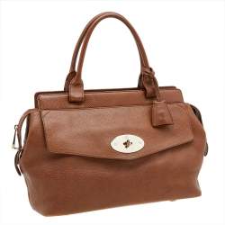 Pre Owned Mulberry Brown Leather Top Zip Satchel