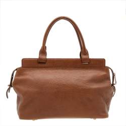 Pre Owned Mulberry Brown Leather Top Zip Satchel