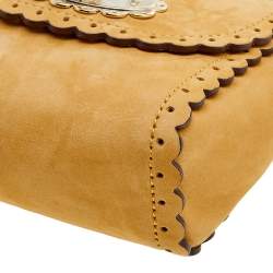 Pre Owned Mulberry Mustard Nubuck Leather Mini Cookie Crossbody Bag