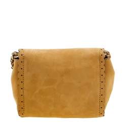 Pre Owned Mulberry Mustard Nubuck Leather Mini Cookie Crossbody Bag