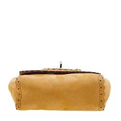 Pre Owned Mulberry Mustard Nubuck Leather Mini Cookie Crossbody Bag