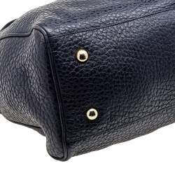 Pre Owned Mulberry Navy Blue/Brown Grained Leather Polly Push Lock Satchel