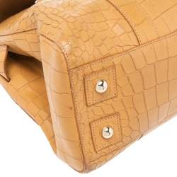 Mulberry Tan Croc Embossed Leather Bayswater Satchel