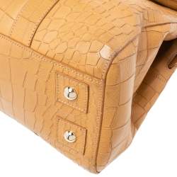 Mulberry Tan Croc Embossed Leather Bayswater Satchel