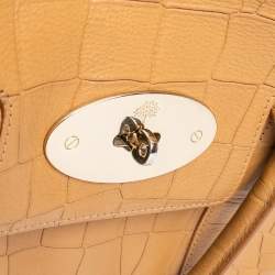 Mulberry Tan Croc Embossed Leather Bayswater Satchel