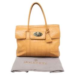 Mulberry Tan Croc Embossed Leather Bayswater Satchel