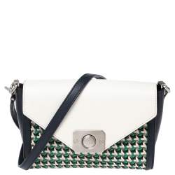 Pre Owned Mulberry Multicolor Leather Woven Delphie Duo Flap Shoulder Bag