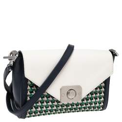 Pre Owned Mulberry Multicolor Leather Woven Delphie Duo Flap Shoulder Bag