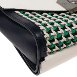 Pre Owned Mulberry Multicolor Leather Woven Delphie Duo Flap Shoulder Bag