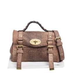 Mulberry Brown/Black Calfhair Print Leather Mini Alexa Top Handle Bag