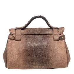 Mulberry Brown/Black Calfhair Print Leather Mini Alexa Top Handle Bag