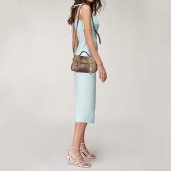 Mulberry Brown/Black Calfhair Print Leather Mini Alexa Top Handle Bag