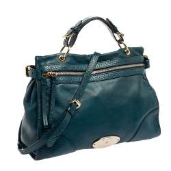 Pre Owned Mulberry Dark Teal Green Leather Taylor Top Handle Bag