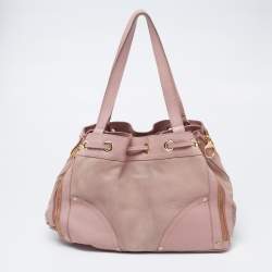Pre Owned Mulberry Pink Leather Drawstring Shoulder Bag