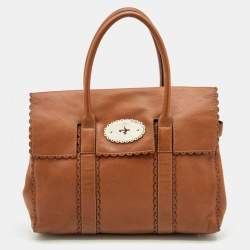 Pre Owned Mulberry Brown Leather Cookie Bayswater Satchel