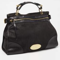 Pre Owned Mulberry Black Nubuck and Leather Taylor Top Handle Bag