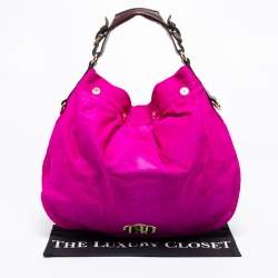 Pre Owned Mulberry Magenta/Brown Calf Hair and Leather Mitzy Hobo