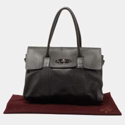 Pre Owned Mulberry Dark Grey Leather Bayswater Satchel