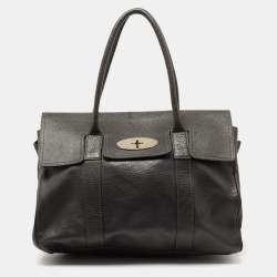 Pre Owned Mulberry Dark Grey Leather Bayswater Satchel